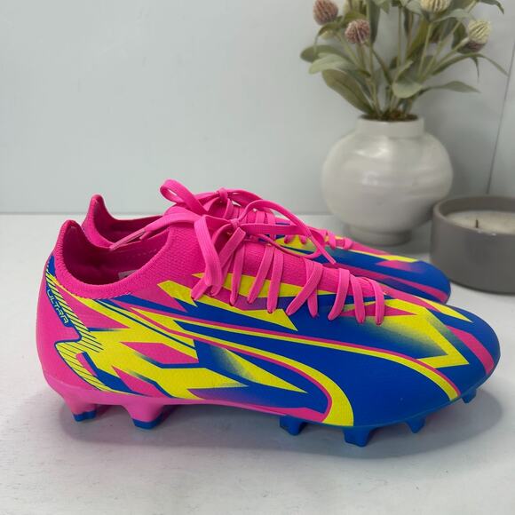 Puma Ultra LI Energy Firm/Artificial Ground Soccer Cleats Pink/Blue Men\'s 8.5